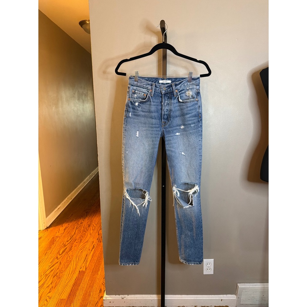 GRLFRND Karolina High Rise Skinny Distressed Jeans Medium Wash Blue Size 25